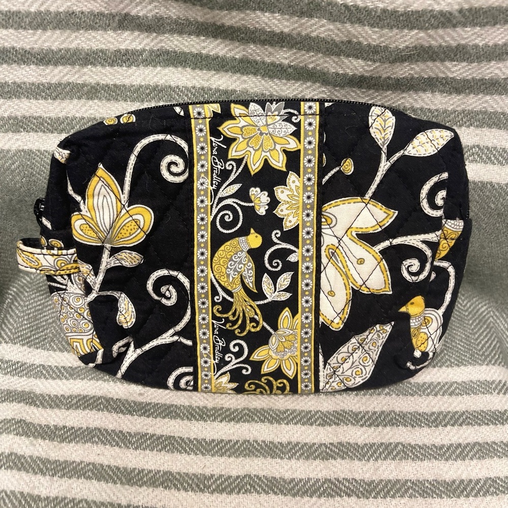 Vera Bradley Black, Yellow, and White Makeup Bag